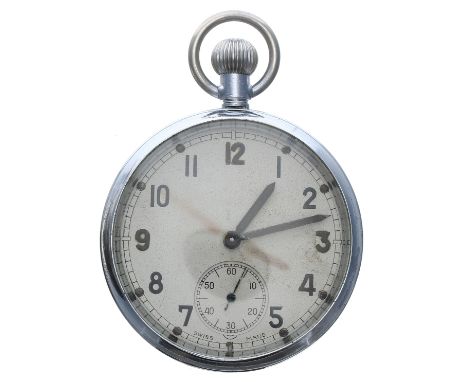 Tissot WWII British Military Army issue nickel cased lever pocket watch, unsigned cal. 43 15 jewel movement, issue markings '