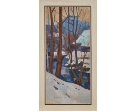 Gemälde Kurt Hedigergeb. 1932 Rothrist (Aargau) "Bachlandschaft/Unterkulm" u. li. sign. u. dat. K. Hediger 73 Öl/Lwd., 97,5 x