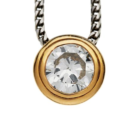 Brillant-Solitär-Anhänger, Juw. Friedrich,Frankfurt. 18 kt GG, m. 1 Brillant-Solitär v. ca. 1,99 ct (getönt wohl K-N/ vvsi-vs