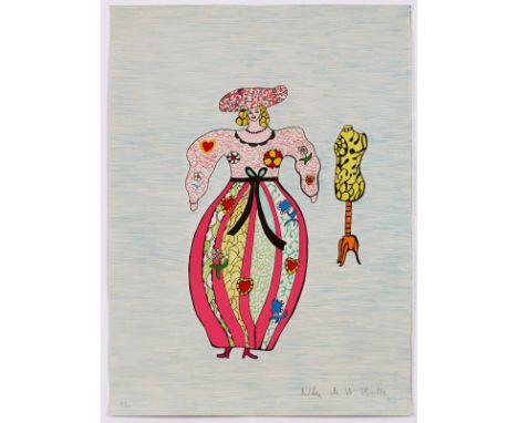 Farblithographie Nikki de Saint-Phalle1930 Neuilly-sur-Seine - 2002 La Jolla "Femme et mannequin" 1995 u. re. sign. Nikki de 
