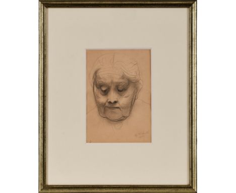 Bleistiftzeichnung Gerhard Marcks1889 Berlin - 1981 Burgbrohl "Portrait einer alten Frau" u. re. sign. u. dat. G. Marks 1933 