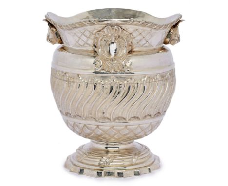 Sektkühler, Barock-Stil,wohl Südamerika 2. Hälfte 20. Jh. 900er Silber. Marke "K. Inceian". Bauchiger Korpus m. hoch gestellt