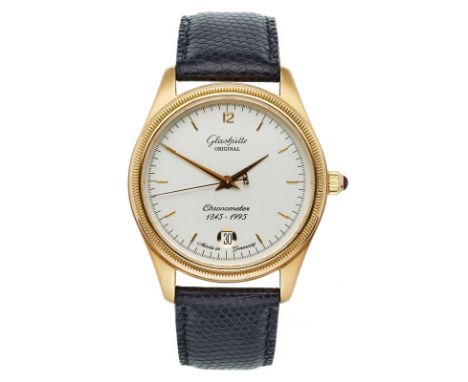 Herrenarmbanduhr/ Chronometer GlashütteOriginal "Chronometer 1845-1995", Deutschland 1995. 18 kt RG, Handaufzug. Ref.-Nr. 112