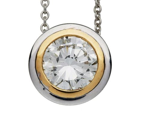Brillant-Solitär-Anhänger, Juw. Friedrich,Frankfurt. 18 kt GG/WG, m. 1 Brillant-Solitär v. ca. 2,60 ct (getönt wohl I-K/ vvsi