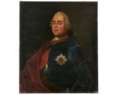 Gemälde Bildnismaler 18. Jh."Portrait Friedrich Wilhelm I. von Preußen (1688-1740)" Öl/Lwd.(doubl.), 90,5 x 76,5 cm, o.R. Kle
