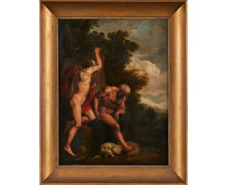Gemälde Niederlande um 1700"Mythologische Szene - Hermes tötet Argos" Öl/Eichentafel, 68 x 51,5 cm