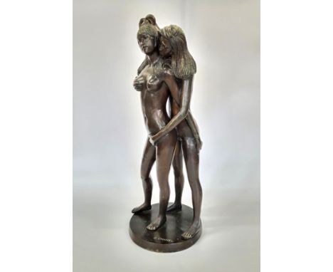 A bronze erotic sculpture signed G Chanel 60cm.
