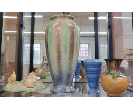 A Sylvac oviform vase 38cm, a bowl with three rabbits (one ear missing), a blue Carlton Ware tapering vase 17cm, and a terrac