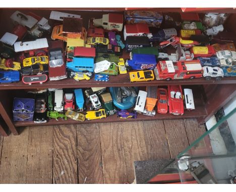 Loose diecast vehicles by various makers including Corgi Mack Fire Pumper, Lesney-Matchbox, Lledo, Universal Hobbies, and Hus