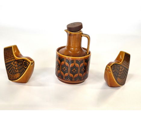 Hornsea brown and black Heirloom pattern dinner, tea and coffee service. (53)