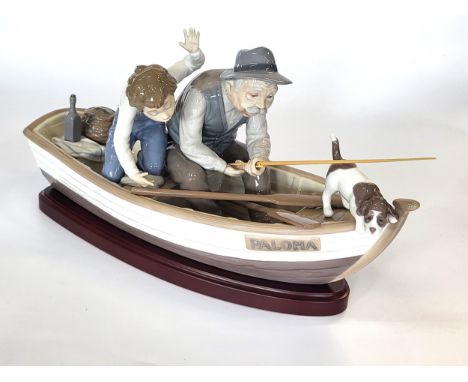 Lladro figure 5215 'Fishing with Gramps' and base, in original box.