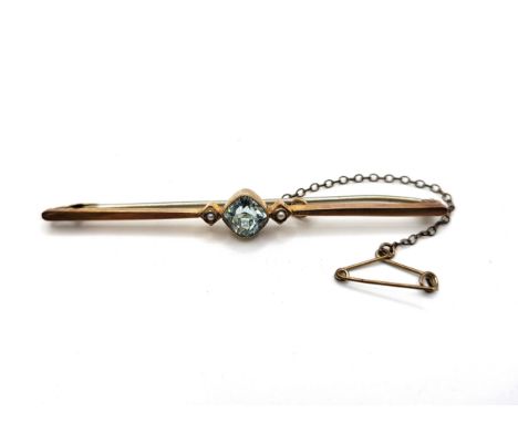 A 9ct rose gold tie pin set with blue paste and seed pearl 4.2gms