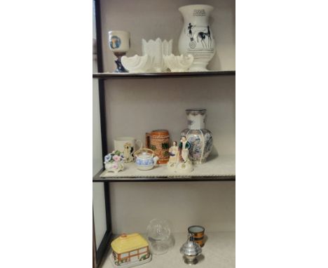 Three Coalport white shell shaped bowls, other ceramic tablewares including Aynsley, Burleigh, and Poole. (15)