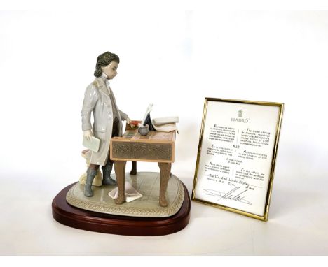 Lladro 1815: Young Beethoven, base and certificate. 1628 of 2500. 27cm including base.