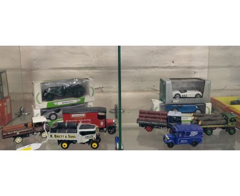 Three Corgi Mobil series cars in original window boxes, Brumm Jaguar 160 in box, commercials including Lledo and Lesney Match