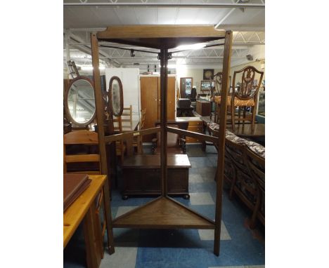 A Lebus Edwardian Folding Clothes Rail with Triangular Stretcher Shelf, 96cm Wide