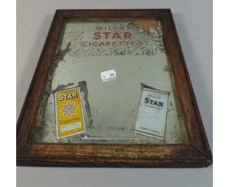 A Vintage Advertising Mirror for Wills's Star Cigarettes, 24x29cm 