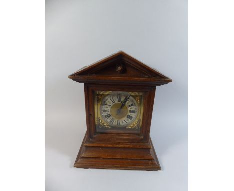 A Late 19th/Early 20th Century Oak Framed Bracket Clock with Junghans Movement, 32cm high