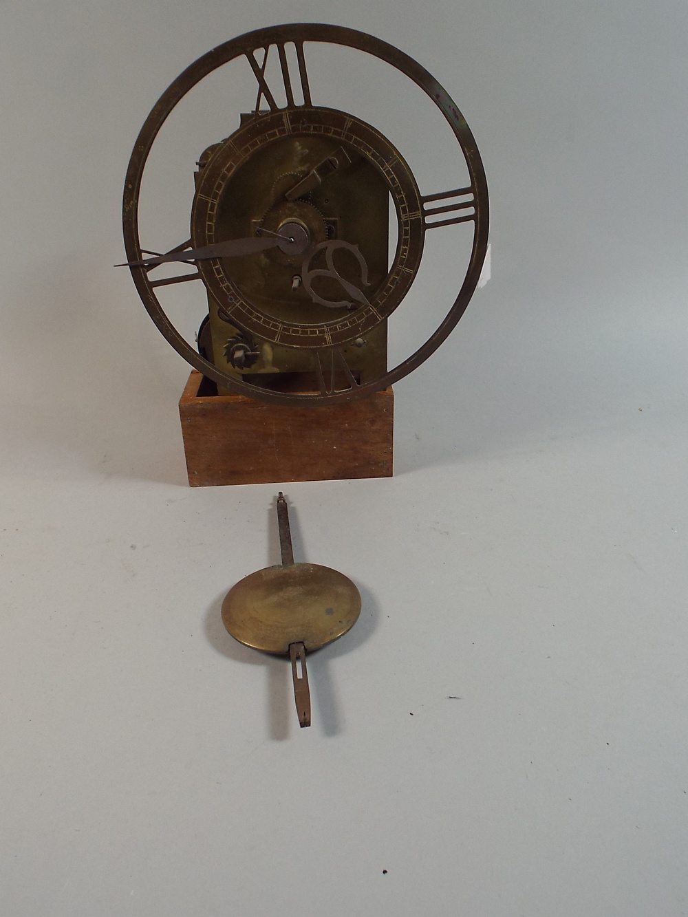 A Single Fusee Vintage Clock Movement with Pendulum for Restoration