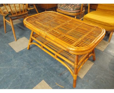 A Bamboo Rectangular Coffee Table with Stretcher Shelf