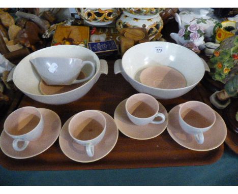A Collection of Poole to Include Four Cups and Saucers, Two Vegetable Dishes, Gravy Boat etc