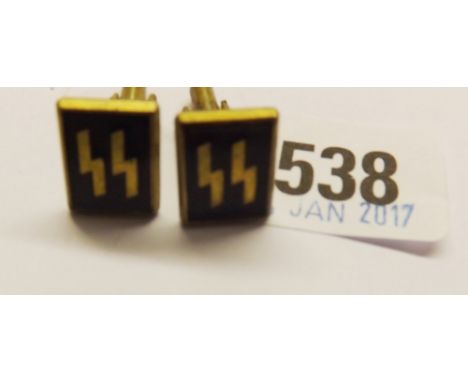 SS cufflinks black enamel and gold colour. Rare   