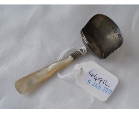 Georgian caddy scoop with MOP handle Birmingham 1824 by JW         