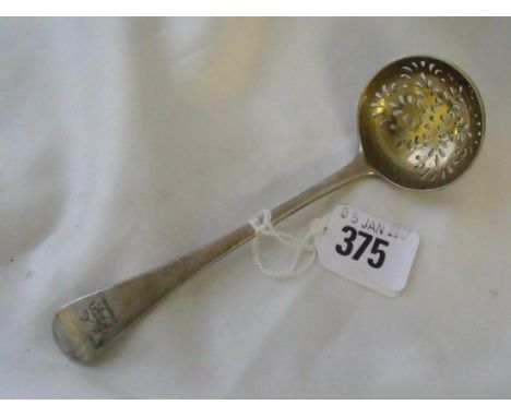 Victorian oe crested sifter ladle Lon 1896 by GW &  JW  50g         