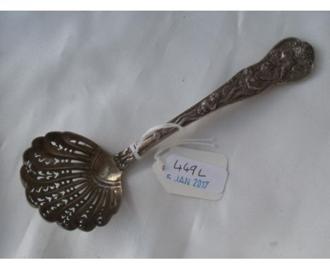 Good quality Victorian sifter ladle struck with figures London 1873 by RM & EH? 60g     