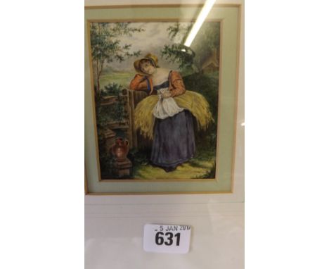 English school- country girl by gate 4” x 3”    