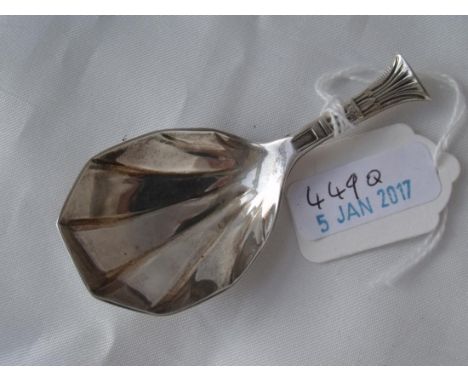 Fancy caddy spoon with panelled bowl Sheffield 1936 by HW 14g        