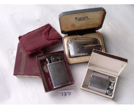 Ronson metal petrol lighter & 2 others     