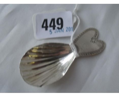 Georgian caddy spoon with heart shaped engraved  handle London 1794 by TN TR      
