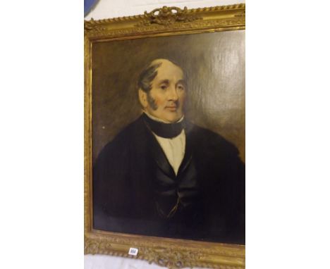 Early Victorian school- Half-length portrait of gent  with cravat 24” x 30”        