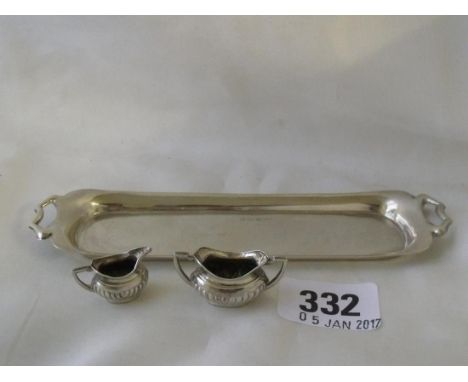 Miniature & cream jug and sugar basin on tray 6” wide  Birm mod 35g         