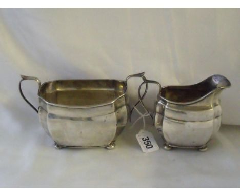 Georgian style boat shaped cream jug & matching  sugar basin 7” over handles Chester/Birm by SPS 330g   