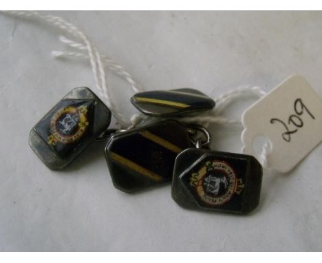 Pair of silver & enamel cufflinks      