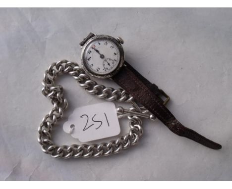 Vintage silver cased wrist watch also a silver Albert   