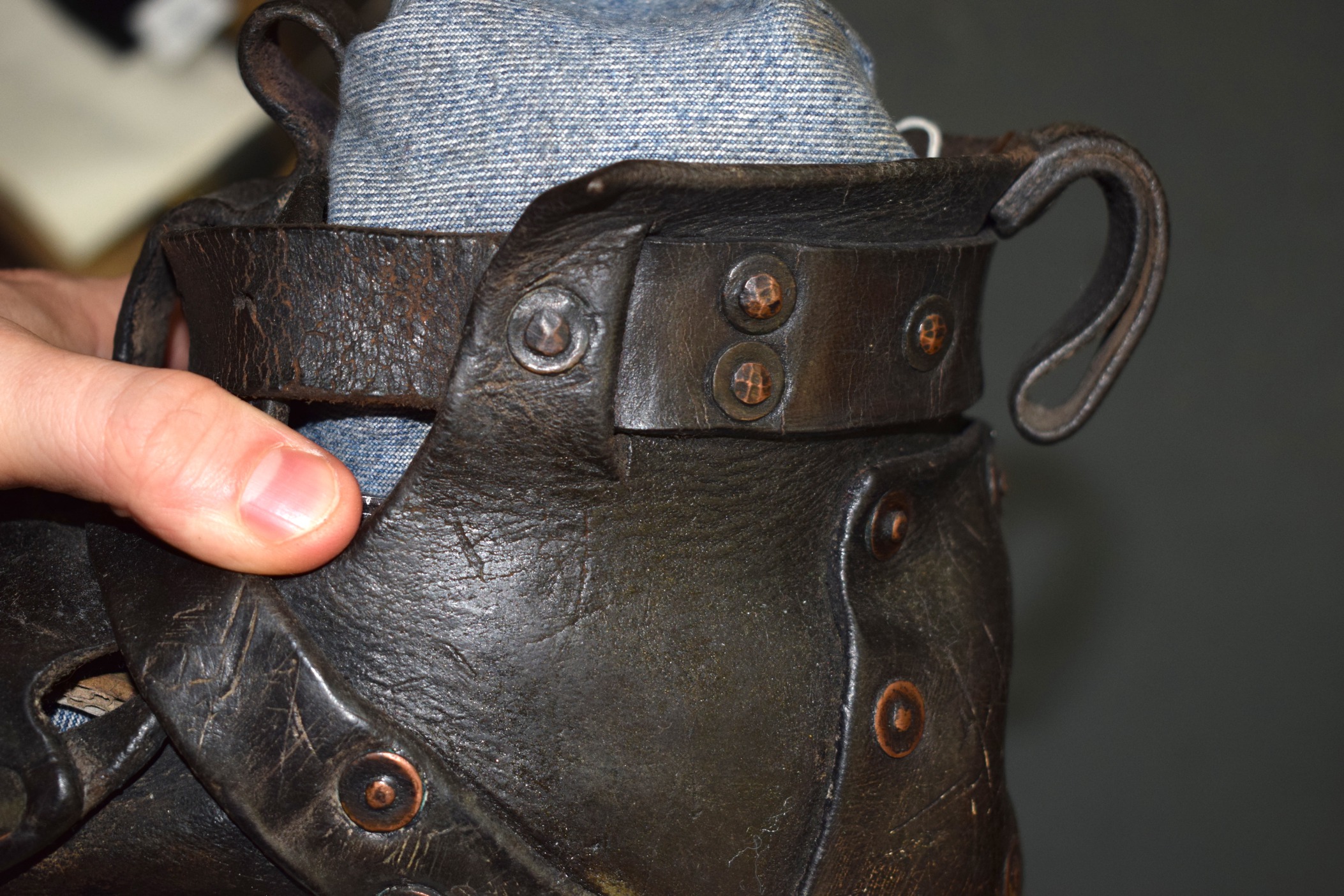 A RARE PAIR OF ANTIQUE DIVING BOOTS. 35 cm long.