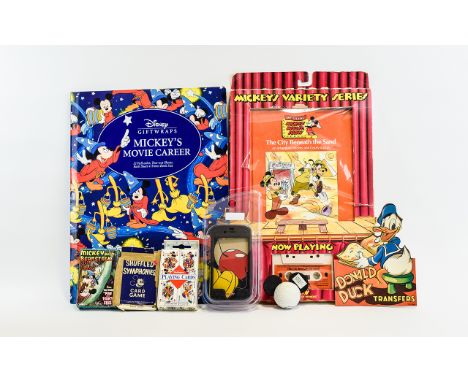 Collection of Disney Memorabilia. Includes 3 Packs of Playing Cards ( Mickey and the Beanstalk, Shuffled Symphonies & Disney 