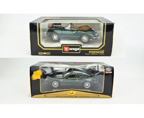 Two Collectable Cars. Scale 1/18.Burago Green Porsche 356 B Cabriolet (1961). Made of DieCast Metal. Housed in Original Box. 