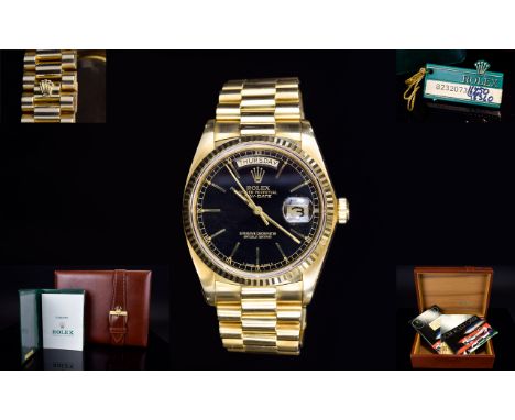 Rolex - 18ct Yellow Gold Gents Oyster Perpetual Date-Just Superlative Chronometer Wrist Watch. Model Ref No 18038, Bracelet R