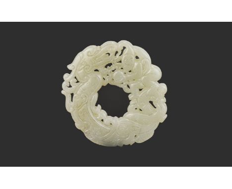 Antique Period Carved Chinese White Jade Foreigner Pendant of Very Fine Quality. From a Private Collection. Size 2.75 Inches,