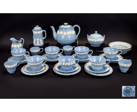 Wedgwood of Etruria ( 53 ) Piece Tea-Service, In The Embossed Queens Ware Design - Please See Photo for Selection of Pieces. 
