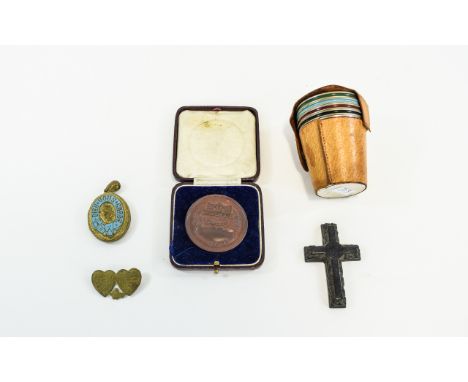 A Small Collection Of jewellery And Ephemera An eclectic assortment of antique and vintage items to include small brass Mizpa