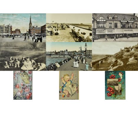 Two Early Postcards Albums. Containing Over ( 240 ) Postcards. Includes Early British Seaside Resorts, Many of Early Blackpoo