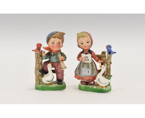 Hummel Style Girl Figure with Sheet Music and a Goose, 6 Inches High. Please Note: This lot now contains only the girl figure