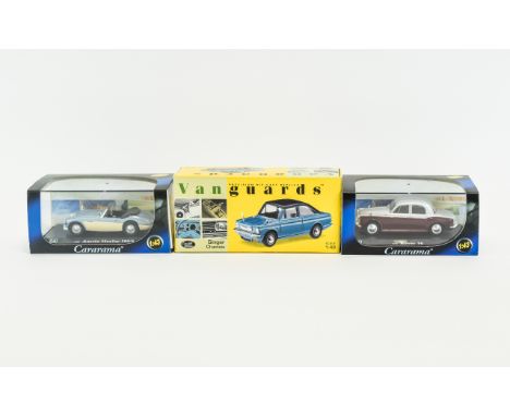 Three Collectable Cars. One Cararama Rover 90, One Cararama Austin Healey 100/6, One Vanguards Singer Chamois (Limited Editio