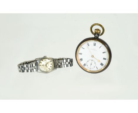 Ladies Tissot Automatic Wristwatch, Silvered Dial With Baton Numerals & Date Aperture, Stainless Steal Case And Bracelet. Tog