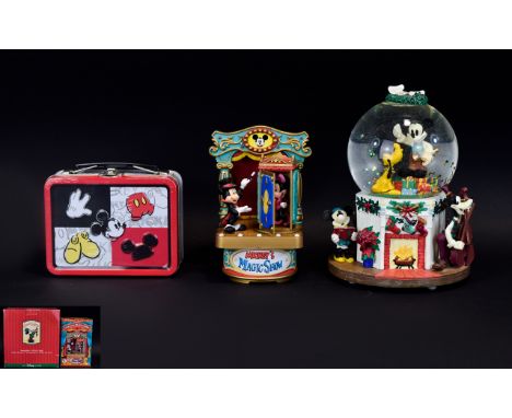 Vintage Walt Disney Mickey Mouse Playing The Trumpet Classic Snow Globe - For Adult Collectors Please See Photo. With Origina